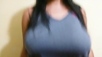 A College Girl With Perfect Large Breasts Bounces And Shakes Them While Also Showing Off Her Big Juicy Latina Ass