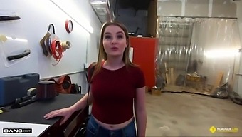 Busty Blonde Gives A Blowjob And Has Sex With Mechanic To Settle The Repair Bill