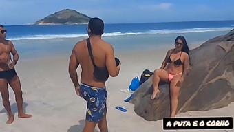 Amateur Couple'S Beach Photoshoot Turns Into Passionate Encounter