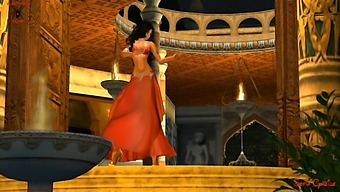 Sultry Belly Dancer With Red Attire In A Tantalizing Performance